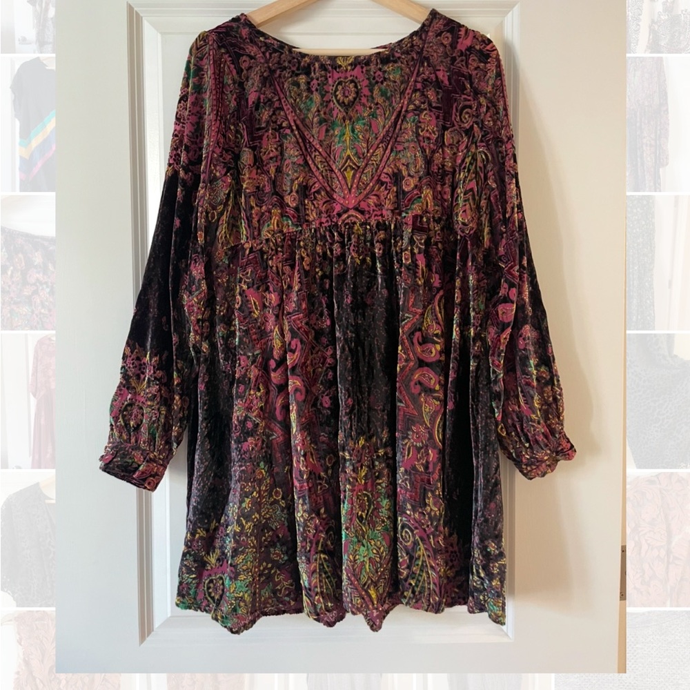 Free People Printed Velvet Dress